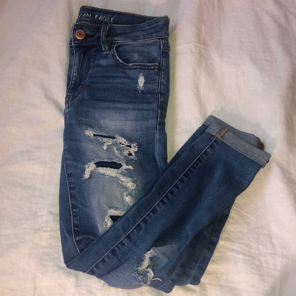 American eagle medium wash ripped jeans - Picture 1 of 5
